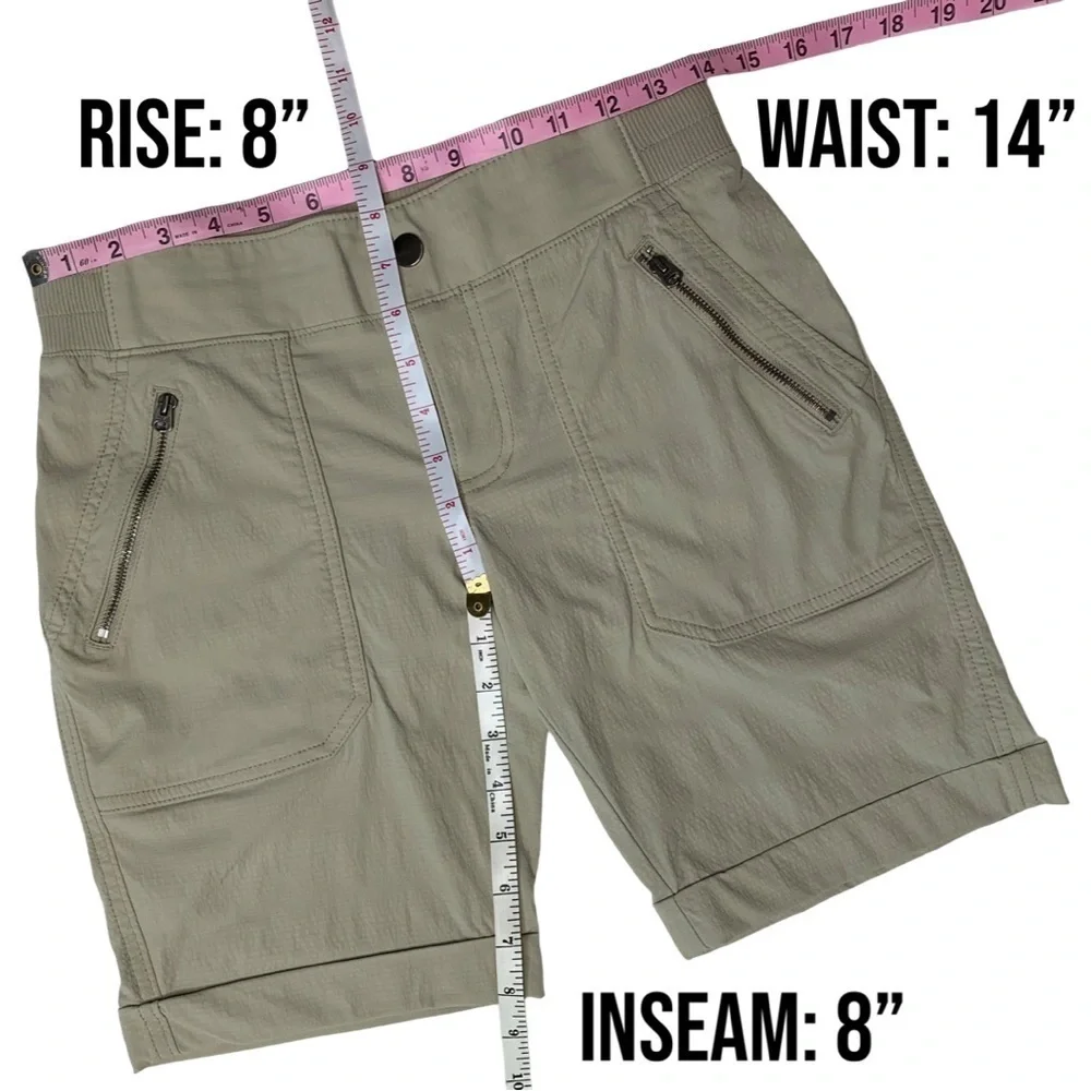 Athleta Tan Trekkie Mid Rise Bermuda Shorts Size 2 - Picture 11 of 14